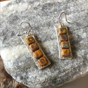 Miuki Beads On Hammered .999 fine silver Earrings